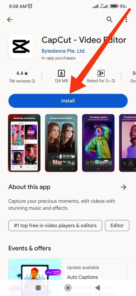 Click to install Capcut App